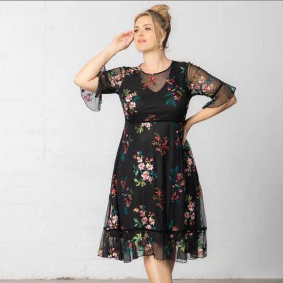 Kiyonna Wildflower Embroidered Dress -- size 1X--your Fancy DRESS - Picture 2 of 8